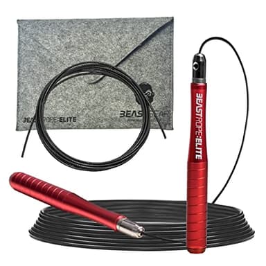 Beast Gear Corda per Saltare Professionale - Jump Rope Regolabile per Allenamento in Palestra con Manici in Alluminio - Per Boxe, Crossfit e Fitness