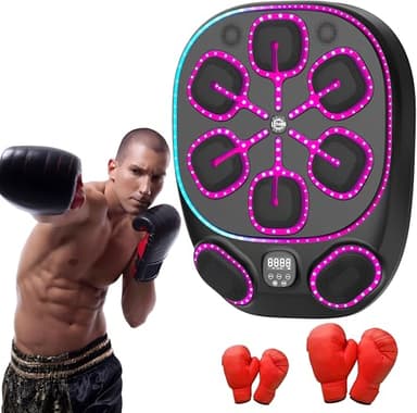 Macchina di Pugilato Musicale RevFit con 6+2 Superfici di Colpo, Superficie di Colpo 60 cm, Illuminazione LED, 9 Modalità di Velocità e Musica, Compatibile Bluetooth, Ideale per Adulti, Bambini