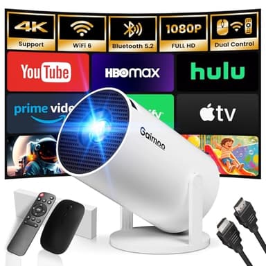 [App integrata] Mini Proiettore 2026 Upgraded Proiettore Portatile Dual Control con Mouse Auto Keystone WiFi 6 BT5.2 Ruotabile 180° Compatible con HDMI/TV Stick/USB