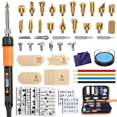 Preciva 70 Pezzi Kit Saldatore Portatile Per Pirografia, 100w, Temperatura Regolabile 220° C A 500° C, Pirografo Per Legno, Incisione Su Pelle, Scultura Pittura A Fuoco Su Legno