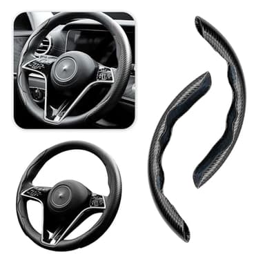 Fibra di Carbonio Coprivolante Auto,Sicuro e Antiscivolo Accessori Auto per Uomini e Donne,Universale 38cm Copri Volante per Auto,Coprimanubrio AAuto per Camion SUV (Nero)