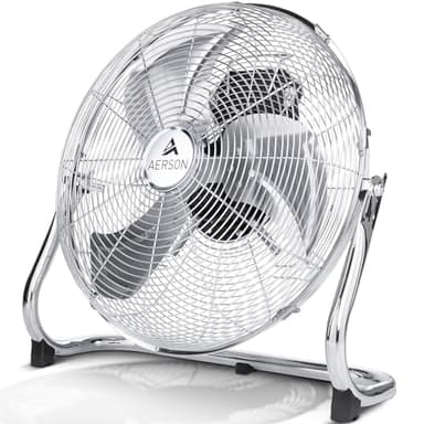 TRESKO AERSON Ventilatore da pavimento 60 cm, con 3 livelli di potenza, ventilatore 200W, alto flusso d'aria, struttura robusta in metallo, angolo di inclinazione ca. 110 gradi