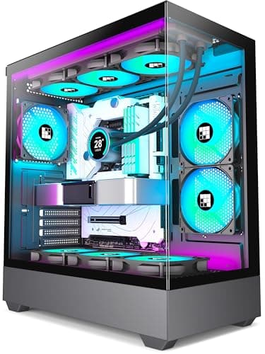 FOIFKIN F1 Case PC ATX - 6 Ventilatori PWM ARGB preinstallati, Case per computer Mid Tower, Case PC Gaming, vetro temperato, Type-C, Case ATX Nero, flusso d'aria elevato (nero)