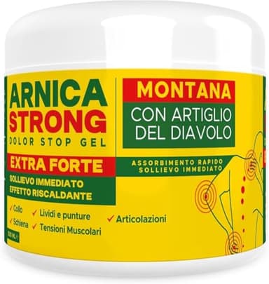 Arnica gel Forte - Arnica Per Cavalli Uso Umano 99% e Artiglio Del Diavolo forte crema riscaldante muscoli sportiva per massaggio cervicale e lombare-ImmunoSTRONG