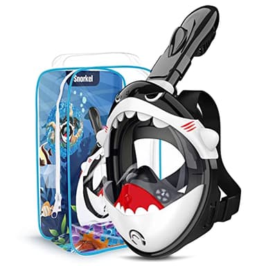 Dancial Maschera da snorkeling per bambini, 180° HD, anti-appannamento e anti-perdita, maschera integrale per bambini, maschera subacquea, maschera subacquea, set per 4-12 anni