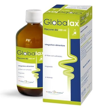 Lassativo Naturale Forte Sciroppo Per Stitichezza Ammorbidente Feci Con Lattulosio Magnesio Manna Globalax Flacone 250 ml Global Pharma
