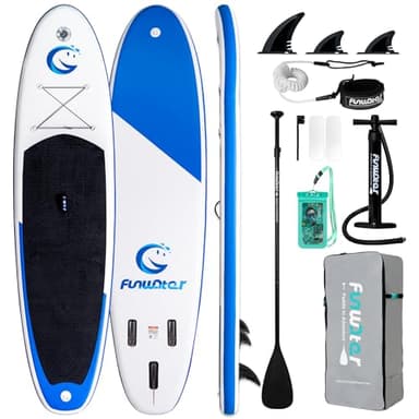 FunWater Tavola SUP Gonfiabile All Round – Kit Completo con Pagaia Regolabile, Pompa, Zaino, Cordino di Sicurezza e Pinne. Per Tutti i Livelli