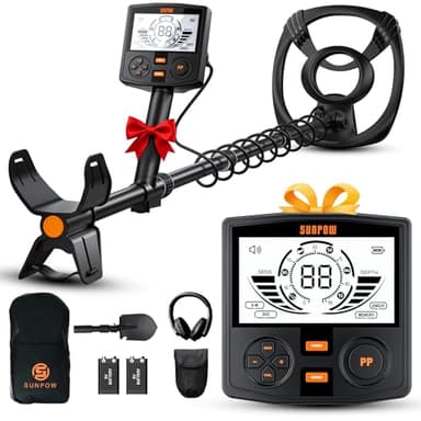 SUNPOW Metal Detector Professionale per Adulti – Alta Precisione con Chip DSP, Bobina Impermeabile 30 cm IP68, LCD Retroilluminato 2X, 5 Modalità, 25 cm Profondità, Struttura Robusta OTMD14