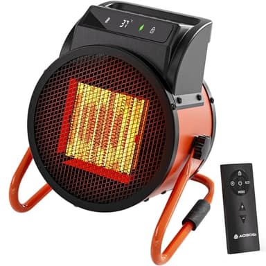 Termoventilatore in ceramica con termostato, 2000 W, riscaldatore elettrico con telecomando, 4 livelli di riscaldamento, riscaldamento rapido per esterni, adatto per cortili, serre e officine