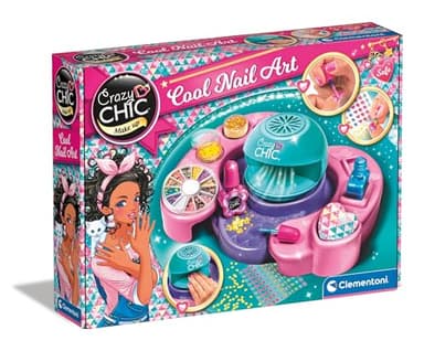 Clementoni - Set per Decorare Unghie Bambina, Crazy Chic Cool Nails, Gioco Creativo, Atelier Unghie con Smalti e Macchina Asciugasmalto, Idea Regalo per Bambine 6 Anni, 18599