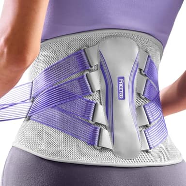 FREETOO Fascia Lombare Supporto Schiena Donna, Semirigido Busto Ortopedico Lombare con Stecche per Lavoro Sport, Traspirante Cintura Lombare per Mal di schiena, Dolore lombare, Sciatica, Lordosi