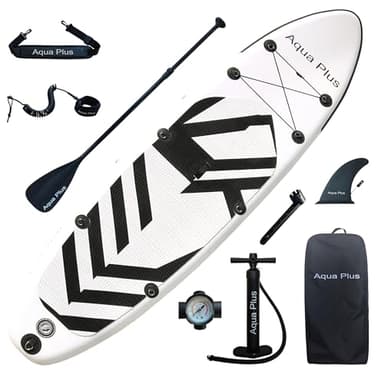 Aqua Plus 15cm Spessore SUP Gonfiabile per Tutti i Livelli di abilità Tavola da Paddle in Piedi, pagaia, Pompa, ISUP Zaino da Viaggio, guinzaglio, Tracolla