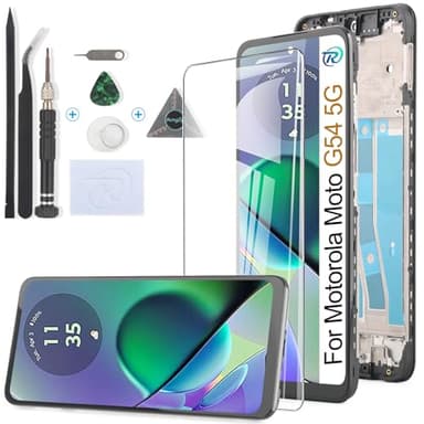 RongZy Schermo LCD per Motorola Moto G54 5G Sostituzione Display per Motorola Moto G54 5G XT2343 Digitizer Assembly Vetro di Ricambio Touch Screen con Strumenti(6.5", Nero con Cornice)