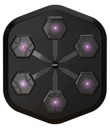 RAPLONC Smart Boxing Machine A LED Onepunch, Macchina da Allenamento per Musica Elettronica in Interni, Pad di Boxe Pannelli più Grandi con Supporto per Telefono E Guanti da,Nero