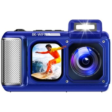 Maxmango V08 Pro 49FT Macchina Fotografica Subacquea - 8K 90MP WiFi Macchina Fotografica Digitale, 2.8'' Touchscreen Robusta Antipolvere Antiurto per Snorkeling, 64GB Fotocamera Digitale, Blu