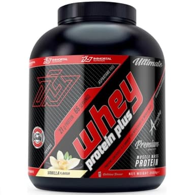 Proteine in Polvere Whey Protein Plus Immortal Nutrition, per la Crescita ed il Mantenimento della Massa Muscolare (2000 g, Vaniglia)