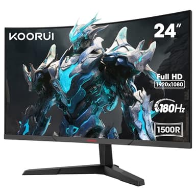 KOORUI Monitor Gaming 23.6 Pollici, Curvo 1800R 1920×1080 (FHD), 165Hz Mornitor, DCI-P3 90%,Pannello ultra Sottile, Inclinazione Regolabile, Supporta HDMI/DP