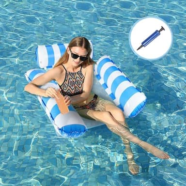 QYDMIN Materassino ad aria per piscina, giocattolo gonfiabile 4 in 1, accessorio per piscina, gonfiabile, per poltrona, materassi, seduta, materasso da nuoto con pompa per gonfiatore (blue)