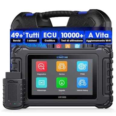 ICARZONE UR1000 Auto Diagnostica, Diagnosi Auto Professionale in Italiano per Tutti i Sistemi, 49 Funzioni di Reset, 10000+ Test Bidirezionale, VIN Automatico, CANFD, Program TPMS, Aggiornamento WiFi
