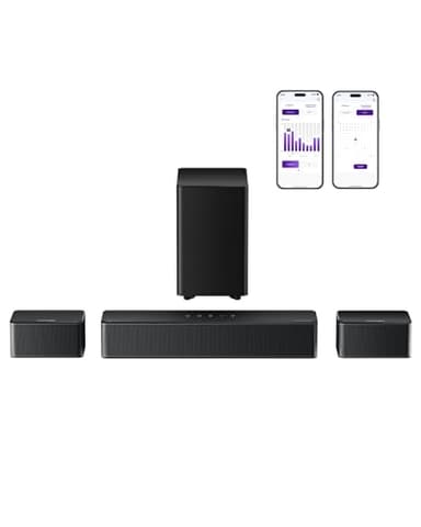 ULTIMEA 5.1 Canali Soundbar, Dolby Atmos, Subwoofer Wireless, 410W Home Theater Soundbar TV, Regolabili Surround e Bassi, Sound Bar Televisore con HDMI-eARC, Poseidon D60