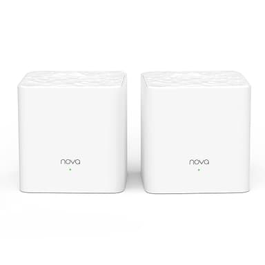 Tenda Nova MW3 WiFi Mesh, AC1200 Dual Band Con Copertura Fino a 200MQ, 2 Porte Fast Ethernet, Roaming Senza Interruzioni, Rete Ospite, Parental Control, Confezione da 2 Pezzi