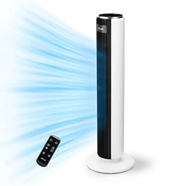 LEVOIT Ventilatore a Torre con Telecomando 92CM, Serie Classica| 92 cm, Ventola di Raffreddamento Silenziosa 28 dB, 3 Modalità, 5 Velocità, Oscillazione 90° Timer 12H, Display LED, 39W,Bianco Classico