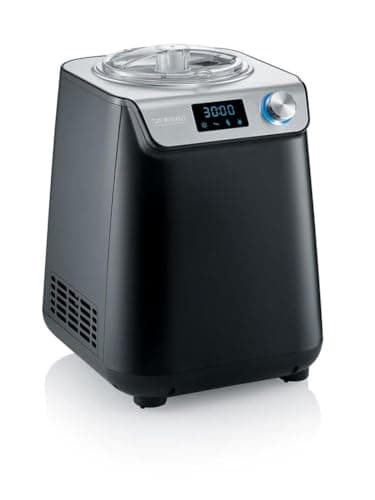 SEVERIN Gelatiera 2in1 Compatta, 1,2 Litri, 135W, Autorefrigerante, Funzione Yogurt, Ricettario Incluso, Display LED, Mantenimento Caldo, 25,0 x 28,0 x 35,5 cm, Nero Opaco - EZ 7407
