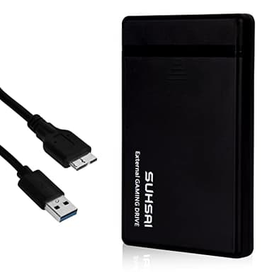 SUHSAI Disco Rigido Esterno, Disco Rigido Gaming, Disco Rigido Portatile da 1 TB, HDD Esterno USB 3.0, Unità di Archiviazione per PS5, PS4, PS3, Mac, PC, Laptop, Tablet, Desktop (Nero)