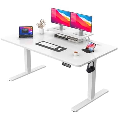 JUMMICO Scrivania regolabile in Altezza, Standing Desk, Scrivania da Ufficio Elettrica Regolabile con funzione di memoria, 160 x 70 cm Bianca