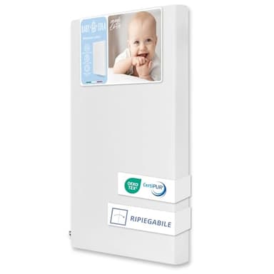 Babysanity Materasso Lettino Pieghevole cm60x120 H8 Antisoffoco a Norma EN16890:2017 Tessuto COTONE100% OEKO-TEX® Struttura Poliuretano CertiPUR™ Classe1 Prima Infanzia Sfoderabile - Made In Italy -