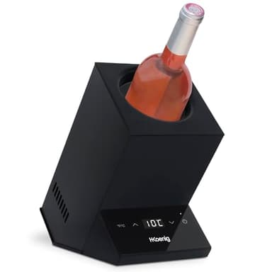 H.Koenig raffreddatore di vino LVX26, refrigeratore, vino bianco e rosso, rosé, champagne, diametro fino a 9 cm, temperatura regolabile da 5°C a 18°C, controllo digitale, sistema termoelettrico, 72 W