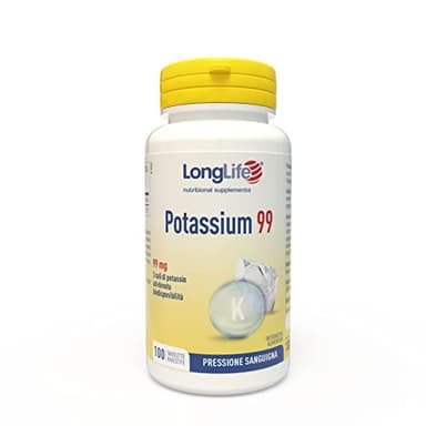LongLife® Potassium 99 | 3 sali di potassio | Ad alta biodisponibilità | 100 tavolette rivestite | Pressione sanguigna, funzione muscolare e neurologica | Vegano e senza glutine