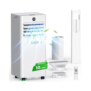 Condizionatore Portatile Climatizzatore Silenzioso - 9000BTU Climatizzatore senza Unità Esterna, Raffrescatore a Basso Consumo con Kit Finestra, Display LED, 4 Modalità, Copertura 33 m² Bianco