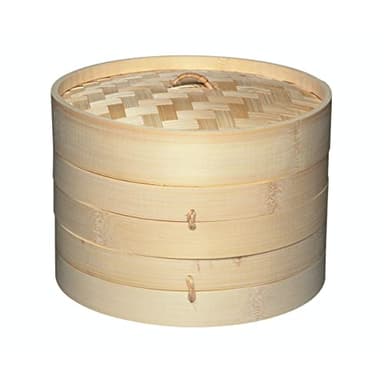 KitchenCraft World of Flavours Vaporiera in Bambù a 2 Piani, Colore Beige, 20 cm