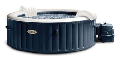 Intex 28432EX - PureSpa Vasca Idromassaggio Gonfiabile Bubble Massage, 6 posti, 170 Getti, Riscaldatore, PVC, Blu Navy, 216x71 cm
