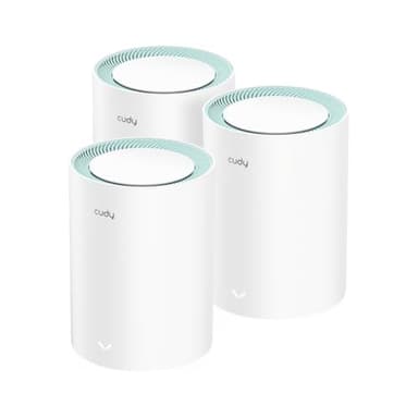 Sistema Wi-Fi mesh Cudy Dual Band AX1500 WiFi 6, sostituisce router ed estensori, copre fino a 230 m², 3 porte Gigabit per unità, supporta backhaul Ethernet, confezione da 3 M1500