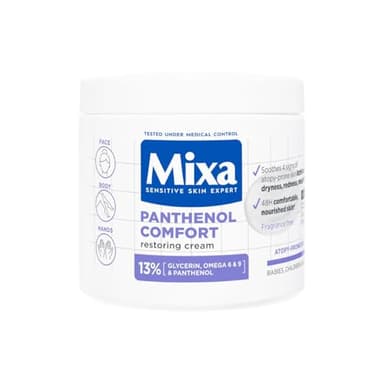 Mixa Crema Lenitiva Protettiva, Per Pelli a Tendenza Atopica, Pelle Lenita e Idratata per 48H, Effetto Anti-Prurito e Anti-Secchezza, Con il 13% di Pantenolo e Glicerina, Panthenol Comfort, 400ml