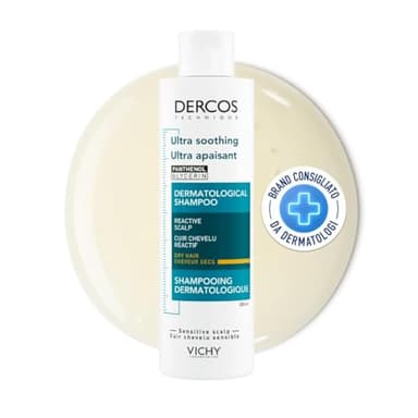 Vichy Dercos, Shampoo Ultra Lenitivo, Per Cute Sensibile e Capelli Secchi, Azione Lentiva, Prurito della Cuoio Capelluto e Arrossamenti Ridotti, Con Glicerina e Pantenolo, 200 ml