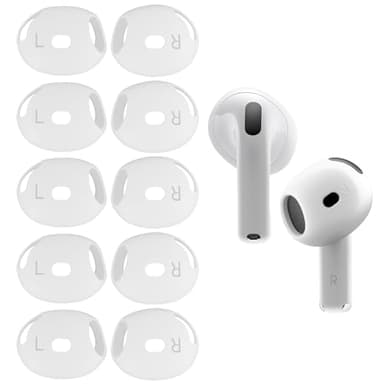 Set di 5 Paia di Tappi Auricolari in Silicone Ultra Sottili per AirPods 4, Antiscivolo e Antigraffio, Migliorano l'Acustica, Compatibili con la Custodia di Ricarica, Colore Bianco