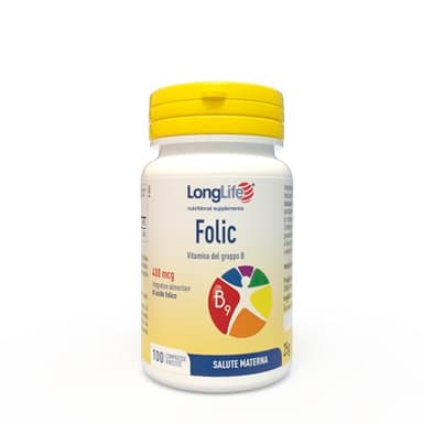 LongLife® Folic | Integratore di acido folico | 400mcg per compressa rivestita | Oltre 3 mesi di trattamento | Salute materna in gravidanza e benessere cardiovascolare | Senza glutine e vegano