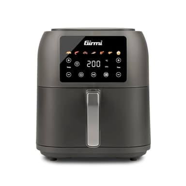 Girmi FG92 Friggitrice ad Aria Ecofrit Deep Capacità XXL 8 Litri, 1700W, BPA/PFOA Safe, Contenitore antiaderente, Display digitale, 7 programmi, Tasto di sicurezza, Ricettario Incluso, Grigio