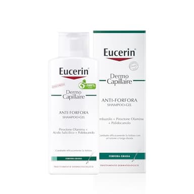 Eucerin DermoCapillaire Shampoo-Gel Anti Forfora 250 ml, Shampoo antiforfora e dermatite seborroica efficace e delicato, Formula con Acido Salicilico per cute grassa e soggetta a desquamazione
