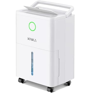 Deumidificatore KNKA, 9 l/giorno, deumidificatore elettrico, deumidificatore silenzioso con tubo di scarico, 45 m² (120 m³), timer 24 ore, controllo dell'umidità, per appartamenti, camere da letto