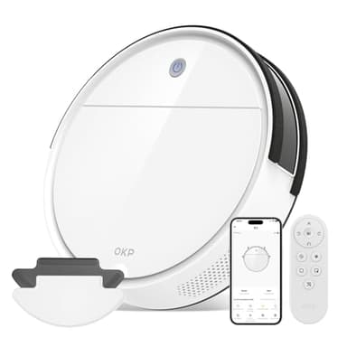 OKP K5 Robot Aspirapolvere con Telecomando, 2500Pa, 120 Minuti, Sottile 7,8 cm, Silenzioso, 4 Modalità Di Pulizia, Compatibile con panni monouso, Wi-Fi/App/Alexa, Ideale per Peli Animali e Pavimenti
