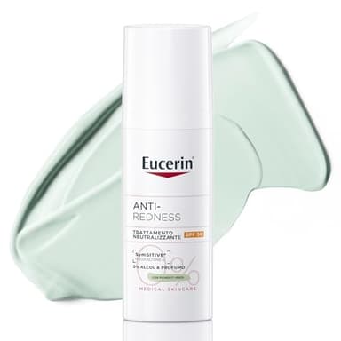 Eucerin ANTI-REDNESS Trattamento Neutralizzante SPF30 Crema viso giorno 50 ml,Crema colorata viso con pigmenti verdi, Per couperose, rosacea e pelle sensibile, Senza alcol o profumo, Non comedogenico