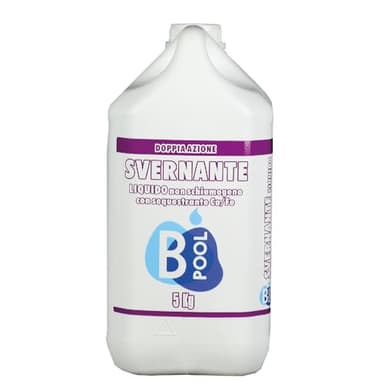 B POOL Svernante Piscina Liquido Non Schiumogeno. Previene la degradazione dell'acqua, evita la proliferazione di alghe e batteri e facilita la pulizia in primavera. Formato da 5 Kg