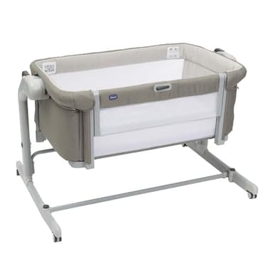 Chicco Next2Me Magic Evo, Culla Neonato Fianco Letto, con Modalità Dondolo, Spondina Apribile, 11 Livelli di Altezza, Altezza Regolabile, 4 Ruote, Materasso e Borsa da Viaggio Inclusi, Beige