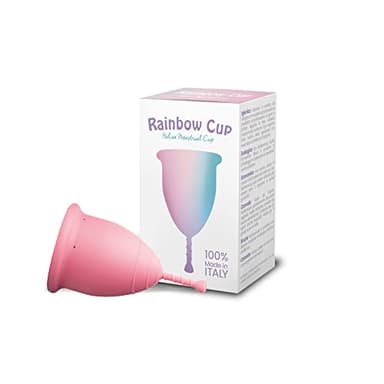 Rainbow Cup, Coppetta Mestruale Made in Italy in Silicone Medicale Senza Lattice e Additivi, Comoda, Ecologica, Sicura, in più Varianti, Coppetta Mestruale Morbida, Colore Ciclamino, Taglia 2