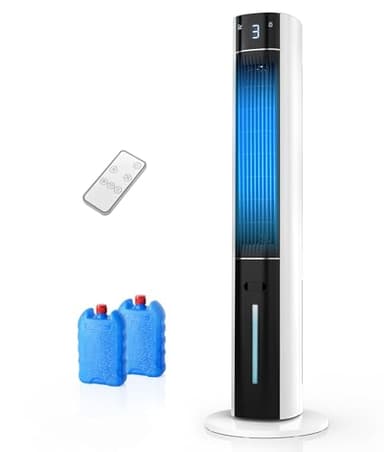EXNOS Raffrescatore d’Aria Silenzioso - Raffrescatore Evaporativo, Alternativa al Climatizzatore Portatile Senza Tubo, 3 Modalità, Timer 12H, Telecomando, Funzione Aroma, Bianco