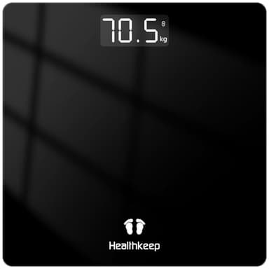 Healthkeep Bilancia Pesapersone Digitale 180 kg, Alta Precisione 0,1 kg, Display LED Retroilluminato,Vetro Temperato 5 mm, Design Ultrasottile, Batterie Incluse